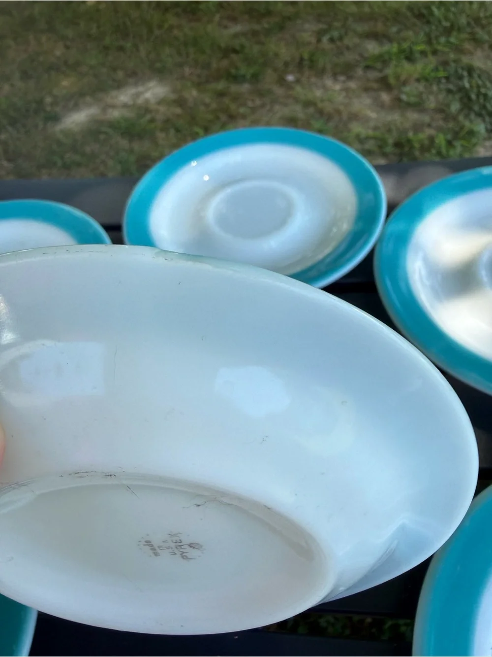 vintage Pyrex saucers from the 